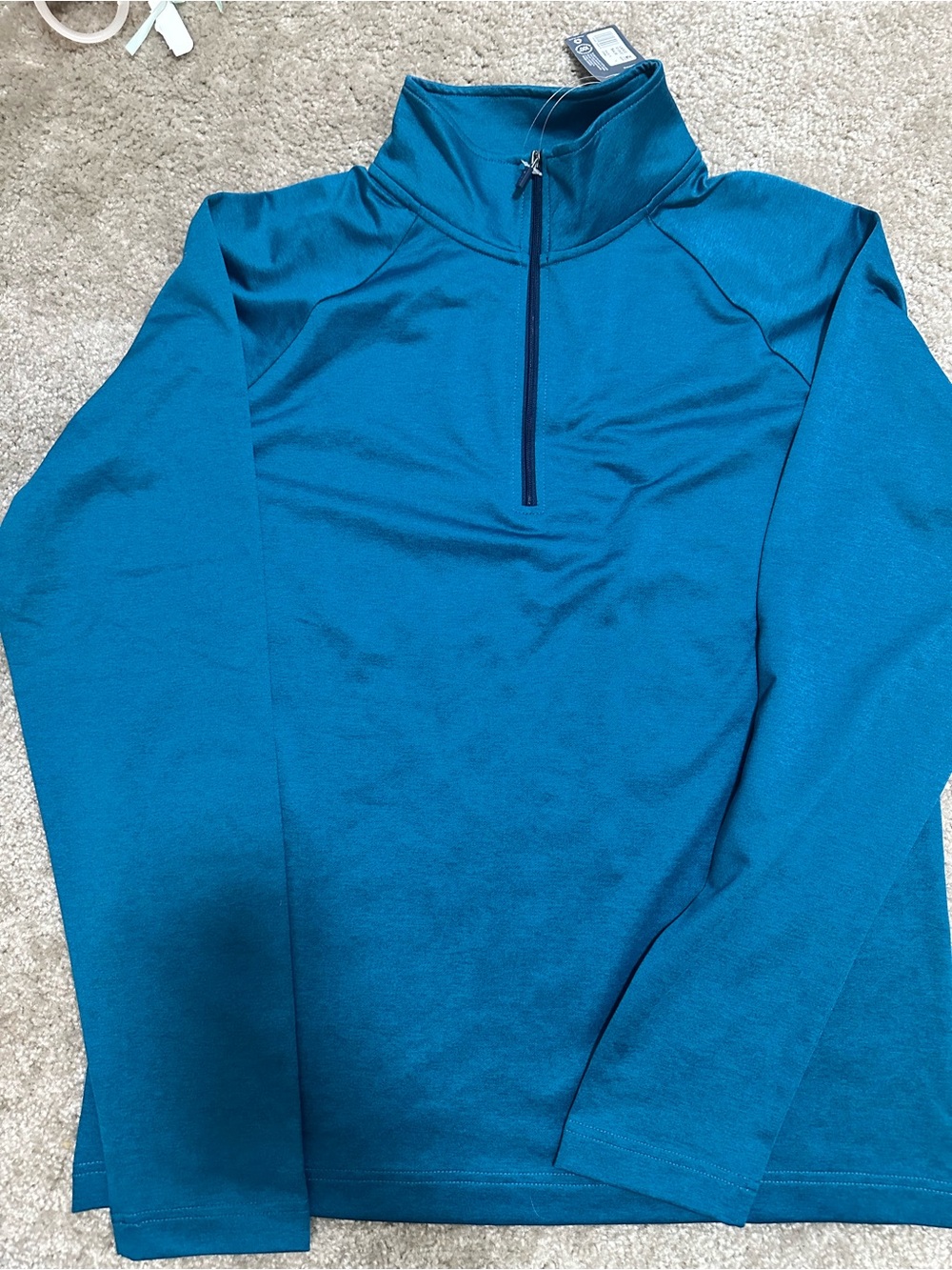 Jockey Men’s Teal Quarter-Zip Long Sleeve Pullover NWT